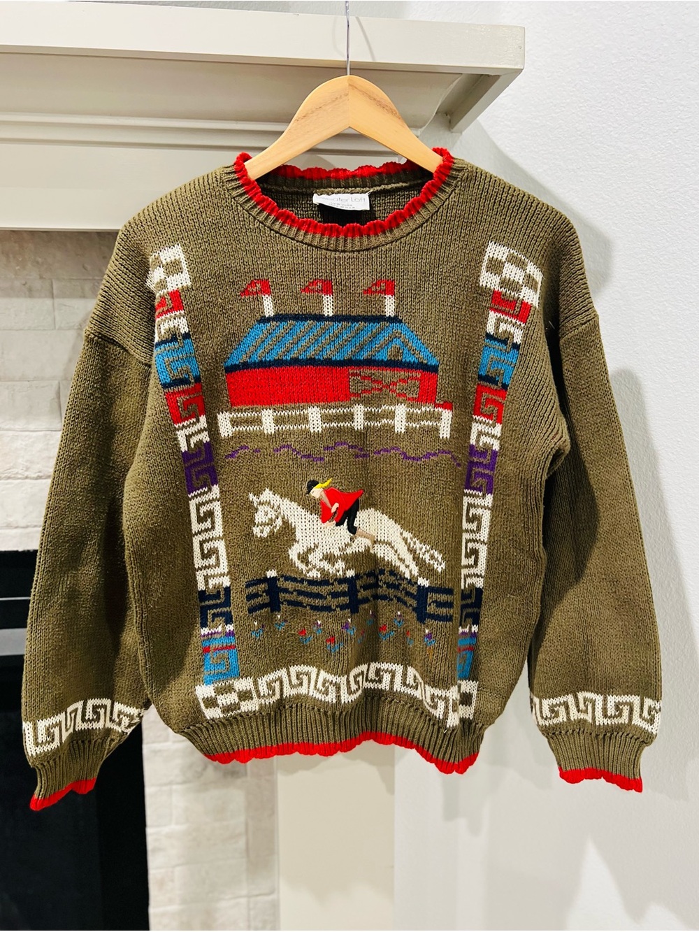 Vintage 80s Equestrian Horse Knit Sweater Sweater Loft S/M Made in USA